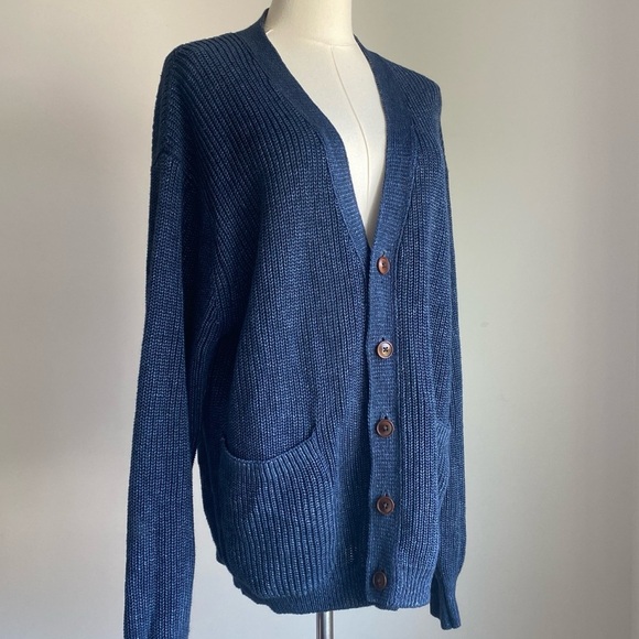 NWT Banana Republic 100% Linen Knitted Heavyweight Men’s Cardigan Size M - Picture 2 of 14